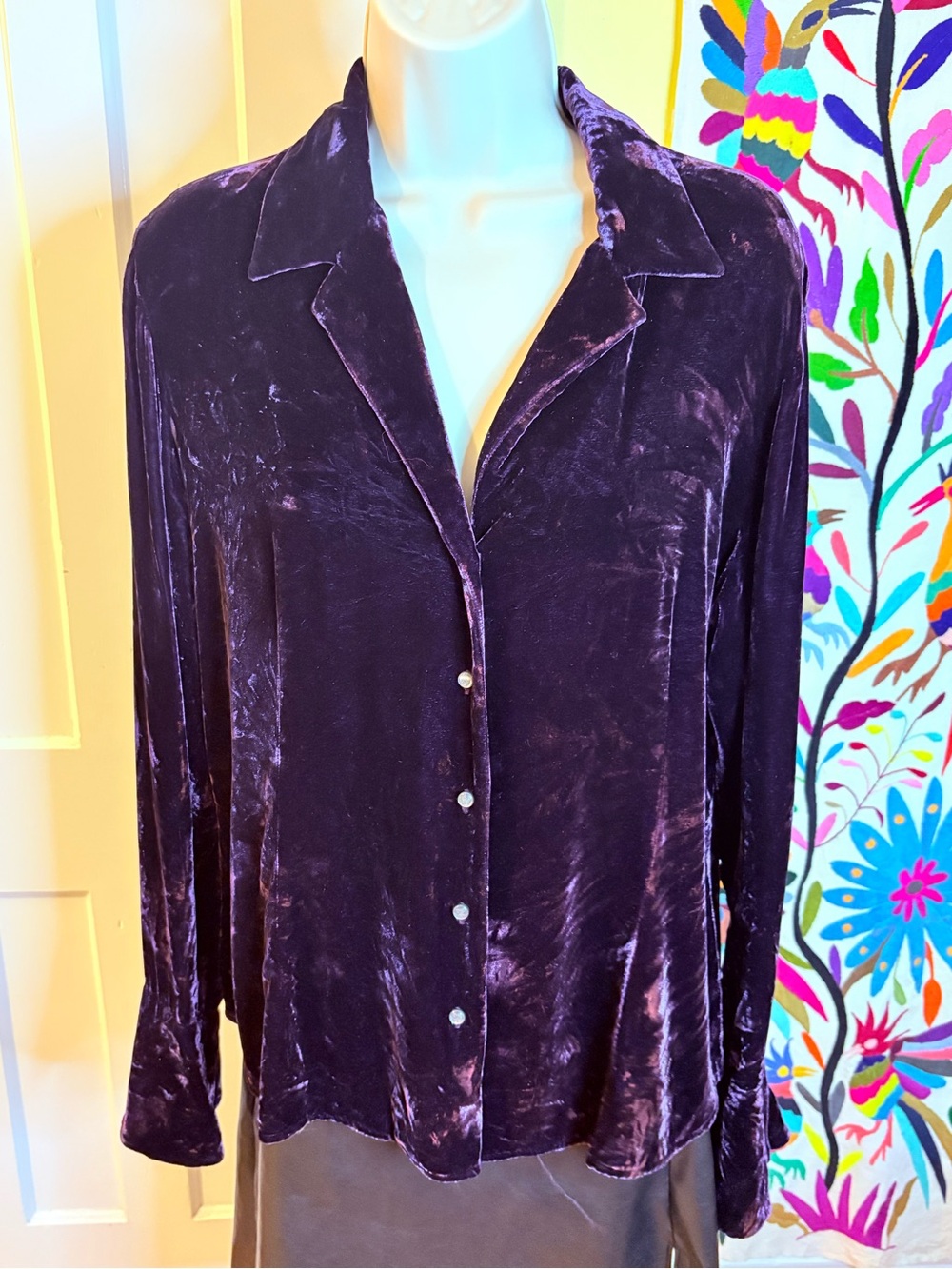 Lauren Ralph Lauren Purple Velvet Button-Down Shirt